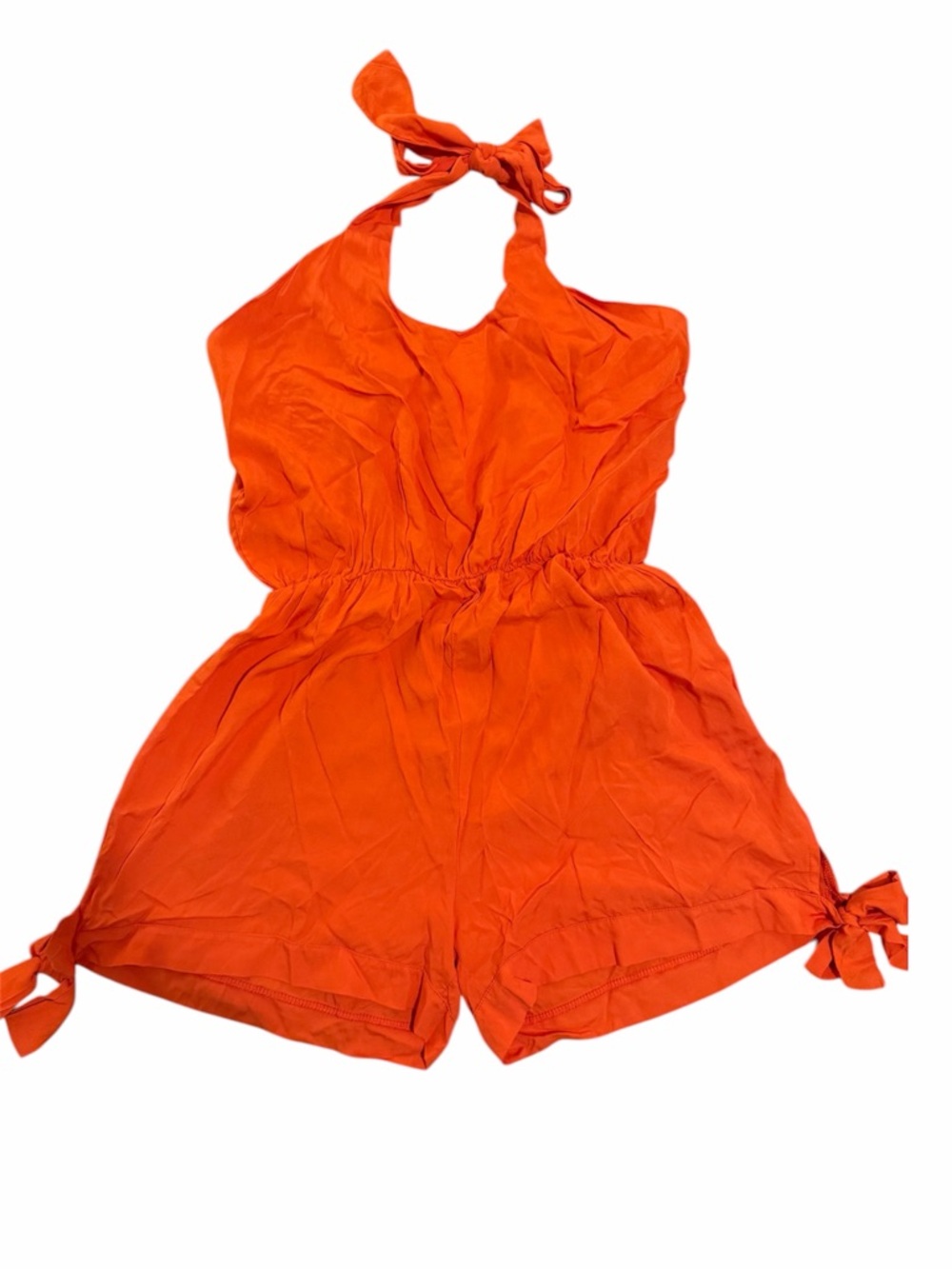 Women’s Orange Halter Tie Romper - Unbranded